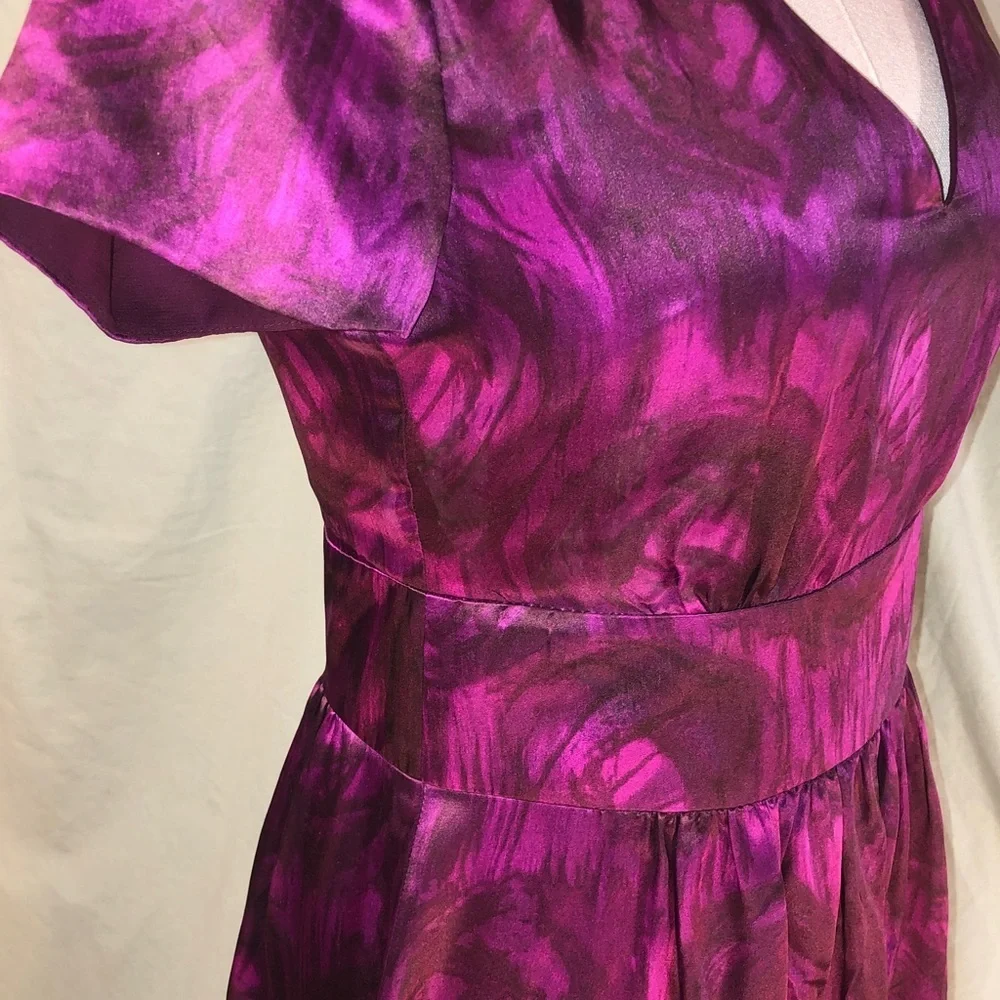 Silk Prom Party Banana Republic Deep Purple Midi Dress Size 0 Small - Picture 15 of 16